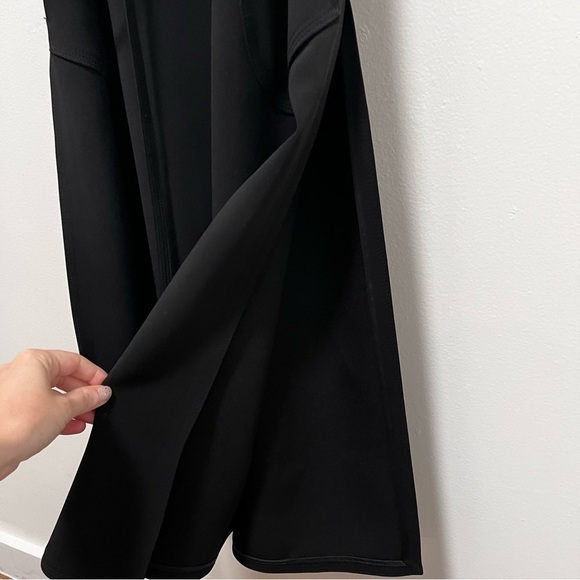 BABATON Aritzia Black V Neck Tie Waist Midi Dress With Dramatic Side Slits Sz M - Picture 7 of 9